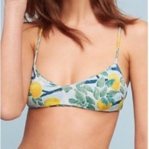 Anthro Whit lemon swim top with cross back, M